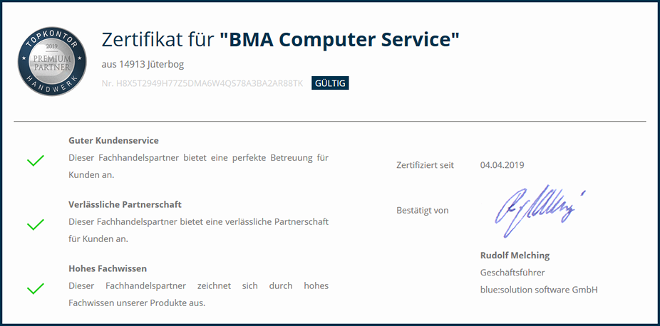 BMA Computerservice Jüterbog - TopKontor Premiumpartner